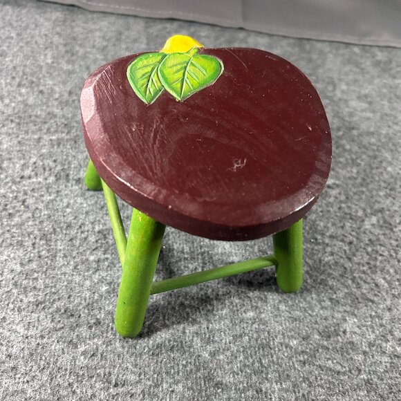Other - Vintage Wooden Red Apple Shaped Stool Handpainted Riser Teacher's EUC